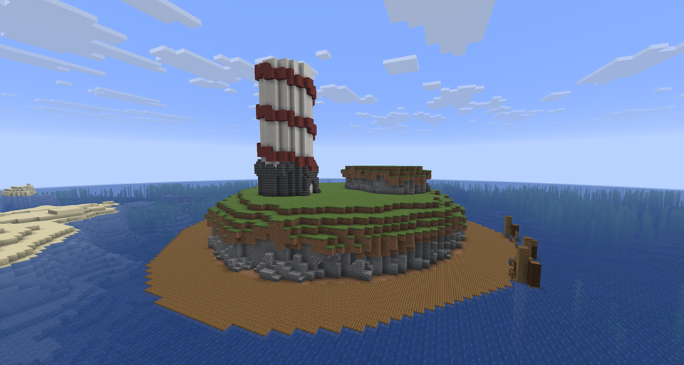 The unfinished lighthouse on an island in the sea