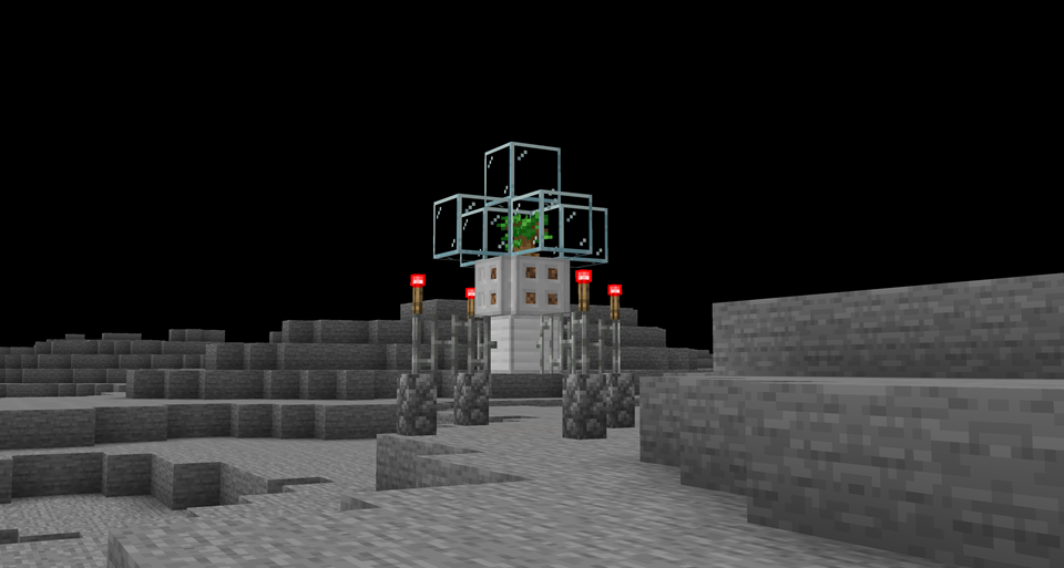 A tiny lunar lander with a sapling inside